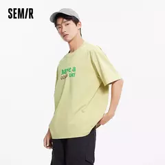 Image of Semir-Camiseta de manga corta para hombre, Top holgado con estampado, protección contra el calor, absorbente de humedad, para uso diario, 2025, novedad de verano