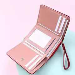 Cartera triple de moda clásica para mujer, almacenamiento de tarjetas y monedas, informal, para estudiantes, pequeña y grande capacidad - tienda en línea