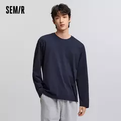 Semir-Camiseta de manga larga para hombre, capa interior de algodón puro, Top básico de primavera 2025, Color sólido, estilo básico versátil para pareja - Eleganzie