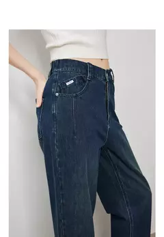 TOYOUTH-pantalones vaqueros para mujer, Vaqueros elásticos de cintura alta hasta el tobillo, bombachos, Otoño, 2024 - Eleganzie
