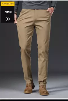 Pantalones informales 97% algodón para hombre, moda de otoño, cómodos, elásticos, ajustados, rectos, de negocios, negro, verde militar, caqui