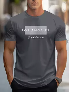 Camiseta holgada de verano 100% algodón para hombre, camiseta de manga corta con estampado gráfico de Los Ángeles grande, ajustada, informal, deportiva, con cuello redondo on internet