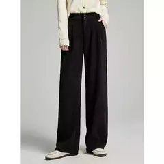 TOYOUTH-pantalones informales gruesos para mujer, pantalón largo de felpa de cintura alta, recto, pierna ancha, para oficina, invierno, 2024 - Eleganzie