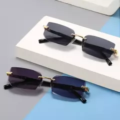 Gafas de sol sin montura a la moda para hombres y mujeres, gafas de sol sin marco populares, gafas de sol clásicas para hombre y mujer, gafas de sol cuadradas pequeñas para viajar en verano