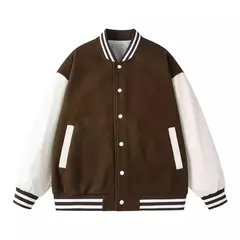 Chaqueta Bomber hombres mujeres flocado Hip Hop suelta Casual Patchwork abrigo Unisex bordado High Street Varsity béisbol prendas de vestir on internet