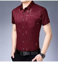 Camisa de manga corta informal de negocios para hombre, Top resistente a las arrugas sin hierro, fácil cuidado, ajuste cómodo para oficina y trabajo - online store