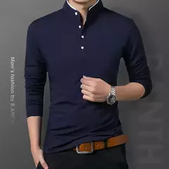 Camiseta polo de manga larga informal de negocios para hombre, camiseta transpirable cómoda de verano para ocasiones formales