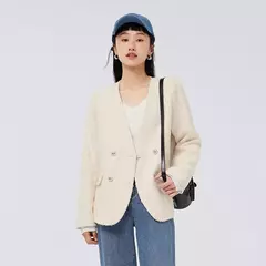 Semir-chaqueta con cuello en V para mujer, abrigo elegante con fragancia pequeña, moda para viajar, primavera 2023 - comprar en línea