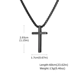 Vnox Collares cruzados para hombres y mujeres, colgante de cruz gruesa de acero inoxidable de color negro y plateado simple con cadena de caja - comprar en línea