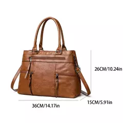Imagen de Bolso elegante para mujer, bolsos con asa superior de cuero de alta calidad, bolso de hombro tipo bandolera para mujer, bolso informal grande 2025