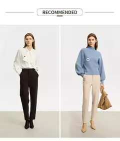 AMII minimalista 2024 invierno nuevos pantalones de rábano para mujer tubo de humo de lana Casual hasta el tobillo pantalones básicos sólidos 12314003 - Eleganzie