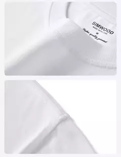 SIMWOOD 2025 novedad de verano, camisetas de tela de sensación fresca de gran tamaño 230gsm para hombres, camisetas de moda con estampado de letras de alta calidad - tienda en línea