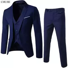 Trajes para hombres elegantes, Blazers de 3 piezas, 2 conjuntos, chaquetas de boda, chaleco, pantalones, moda de lujo, traje completo clásico, traje Formal 2025