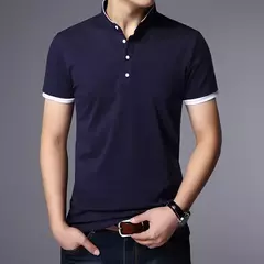Polo informal de negocios para hombre, camiseta de manga corta, Top de algodón sólido cómodo y transpirable de verano - Eleganzie