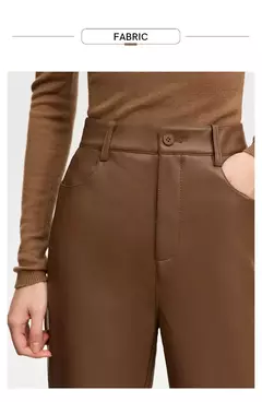 AMII-pantalones minimalistas hasta el tobillo para mujer, pantalón informal, de piel sintética, rectos, lisos, a la moda, para invierno, 2024 12344138