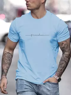 Camiseta de manga corta con cuello redondo y estampado de Gráphas de libertad 100% algodón de talla grande de verano para hombre