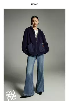 Toyouth-Chaqueta de terciopelo de doble cara para mujer, abrigo holgado grueso con capucha de manga larga para invierno, Tops informales versátiles con bolsillo de retales 2024