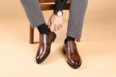 Imagen de Zapatos de vestir con cremallera y cabeza de león Retro de lujo para hombre, mocasines de negocios para oficina, zapatos de boda para fiesta de alta calidad, nuevo estilo