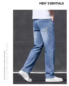Primavera Verano hombres Color sólido lavado azul claro negocios Casual versátil suave transpirable suelto recto pantalones elásticos para hombres on internet