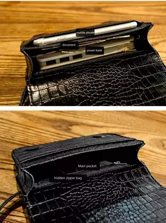 Riñonera de moda para mujer, Bolso pequeño de cuero PU con patrón de cocodrilo multifuncional, bolso cruzado diagonal deportivo informal - tienda en línea