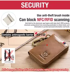 BULLCAPTAIN, bolso para tarjetas y llaves de cuero genuino para hombre, caja para llaves multifunción de alta calidad, llavero para coche, billetera, Mini tarjetero, Clip para llaves - Eleganzie