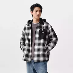 Semir prendas de vestir exteriores para hombre 2024 primavera nuevo Patchwork contraste Color a cuadros Top desmontable con capucha de moda - online store