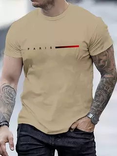 Camiseta holgada de verano 100% algodón para hombre, camiseta informal ajustada con estampado de letras creativas de París, cuello redondo, manga corta