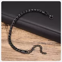 Vnox Punk hombres pulseras de cadena de eslabones de serpiente, pulsera de cadena brillante de acero inoxidable trenzado de Color negro plateado, joyería de uso cómodo en internet