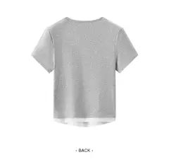 Semir-Camiseta de manga corta para mujer, Top corto falso de dos piezas, versátil, novedad de verano 2021, Top ajustado con cuello en U, adelgazante para estilo elegante en internet
