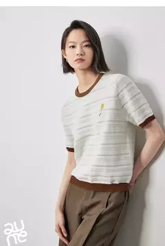 TOYOUTH-prendas de punto para mujer, Tops ahuecados con cuello redondo y contraste de Color, novedad de verano 2024 en internet