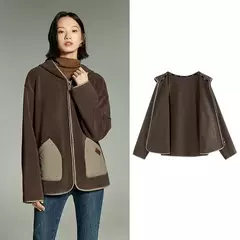 Toyouth-Chaqueta de terciopelo de doble cara para mujer, abrigo holgado grueso con capucha de manga larga para invierno, Tops informales versátiles con bolsillo de retales 2024 - tienda en línea