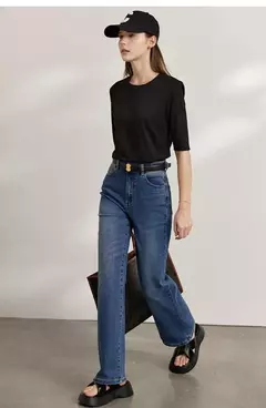 AMII minimalismo 2025 camisetas de verano para mujer nuevo algodón elástico media manga recta sólida básico Oficina señora Tops 12412016 en internet