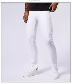 Pantalones vaqueros informales blancos para hombre, nuevos pantalones vaqueros cómodos, elásticos, ajustados, rectos, ropa masculina, ropa de calle - online store
