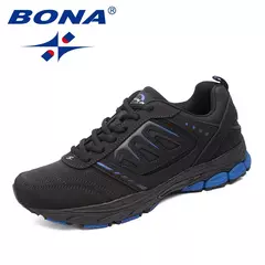 Image of BONA, nuevo estilo, zapatos para correr para hombre, zapatillas para correr al aire libre, zapatillas de senderismo, zapatos atléticos con cordones, cómodos, ligeros y suaves
