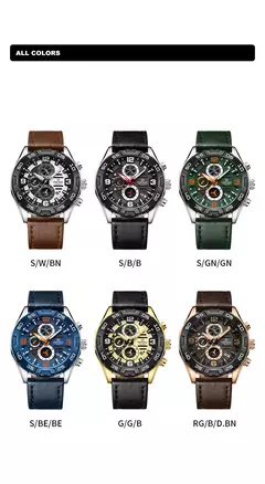 NAVIFORCE 2025 nuevos relojes originales para hombres marca de lujo reloj cronógrafo deportivo reloj de pulsera de cuarzo resistente al agua de Cuero militar - Eleganzie