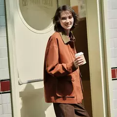 Semir-abrigo de longitud media para mujer, chaqueta holgada con cuello de PANA con bloqueo de Color, estilo Retro, bordado, a la moda, novedad de otoño, 2024 - Eleganzie