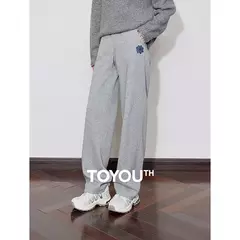 TOYOUTH-pantalones de chándal para mujer, pantalón vaquero con flores, cintura elástica, rectos, deportivos, informales, con plátano, otoño e invierno, 2024