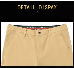Pantalones informales 97% algodón para hombre, moda de otoño, cómodos, elásticos, ajustados, rectos, de negocios, negro, verde militar, caqui - online store