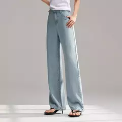 Semir Jeans Mujer Pantalones largos con cintura elástica 2024 nueva versión de verano pantalones de pierna ancha con sensación fresca