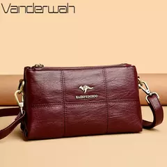 Bandolera de cuero suave con hilo de dos capas, bolso cruzado de lujo para mujer, bolsos pequeños a cuadros para mujer y bolso de mano, bolso principal