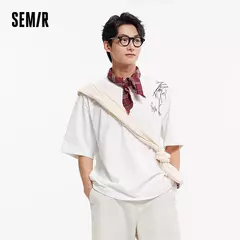 Semir-Camiseta de manga corta con estampado bordado para hombre, Top holgado de media manga con sensación fresca de verano para aspecto informal y elegante, 2025 - Eleganzie