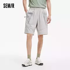 Semir-pantalones cortos informales con paneles para hombre, novedad de verano, cintura elástica, corte holgado, estilo al aire libre, 2025