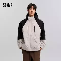 Chaqueta Semir para hombre, primavera 20224, nueva moda de retazos, prendas de vestir exteriores de tres pruebas, Top holgado con capucha - Eleganzie