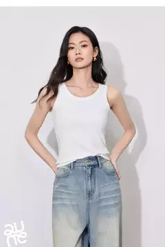 Imagen de TOYOUTH mujeres camisetas sin mangas 2025 primavera nuevo Color contrastante cintura delgada chaleco sin mangas