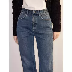 TOYOUTH-pantalones vaqueros de lana para mujer, pantalón Retro, de cintura media, ajustado, grueso, cálido, para invierno, 2024 - tienda en línea