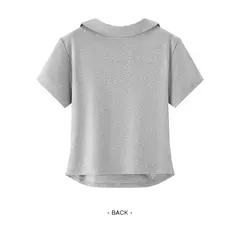 Imagen de Semir Polo camisa mujer chaqueta recortada cuello 2025 nuevo verano bordado sensación fresca Top ajustado adelgazante para trajes elegantes