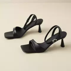Image of FEDONAS-Sandalias de tacón alto fino para mujer, zapatos de piel auténtica con correa en el tobillo, elegantes, básicos, para fiesta y oficina, novedad de verano