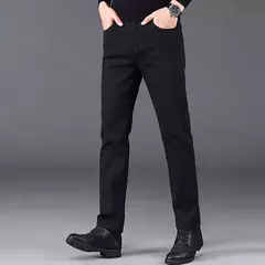 Pantalones de mezclilla de alta calidad para hombre, ropa de calle masculina, ajustada, informal, Popular, juvenil, clásico, negro on internet