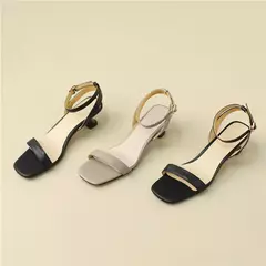 FEDONAS-Sandalias de piel auténtica para mujer, zapatos de tacón con correa al tobillo, a la moda, para fiesta, boda, graduación, oficina, Verano - Eleganzie