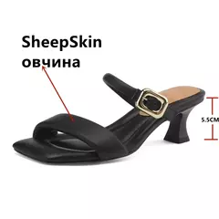 FEDONAS-Zapatillas de tacón alto de piel auténtica para mujer, zapatos cómodos y elegantes con hebilla para oficina y fiesta, 2024 on internet